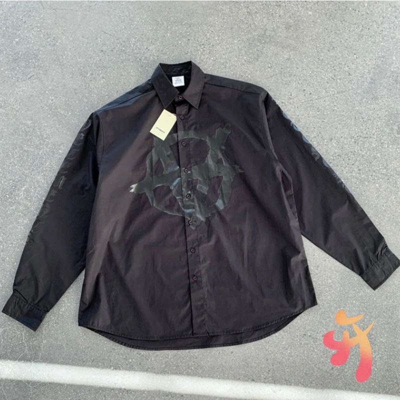 

Vetements Shirts High Quality Foam Printing Anarchy Logo Tops Men's Women's Shirts Vetements Oversize Blouse
