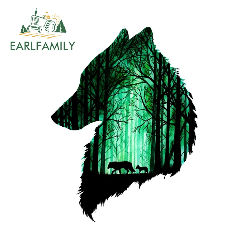 

EARLFAMILY 13 см x 9,8 см мультяшный волк лес Автомобильная наклейка заднее ветровое стекло багажник украшение настенные наклейки волк голова креа...