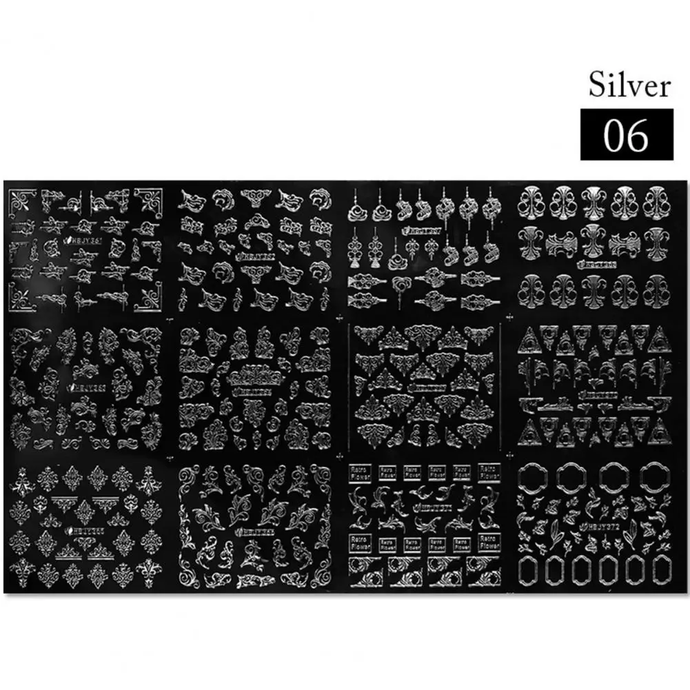 

3D Effects Smooth Holographic Flowers Leaves Adhesive Nail Sliders for Female