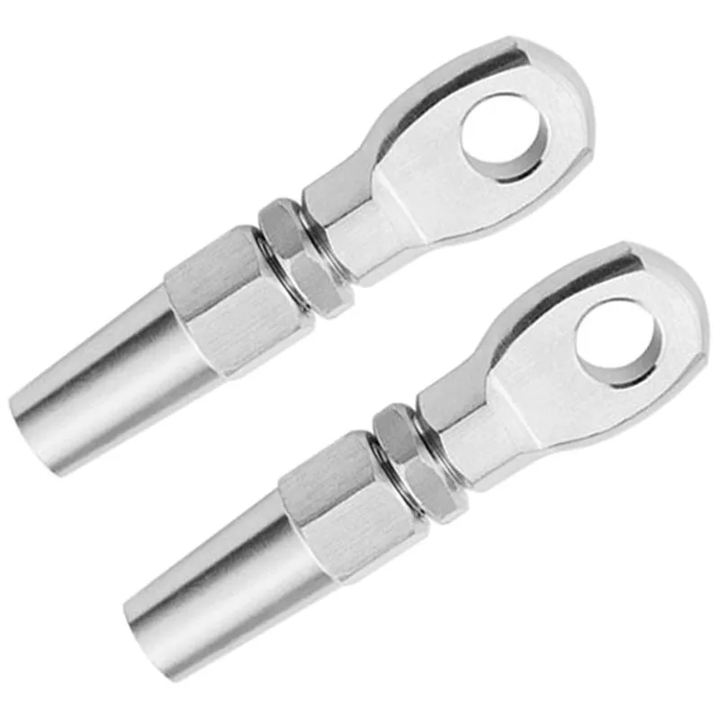 2Pcs Marine Grade 316 Stainless Steel Swageless Eye Terminal Wire Cable Rope Diy Fitting Rigging Hardware Balustrade Kit |
