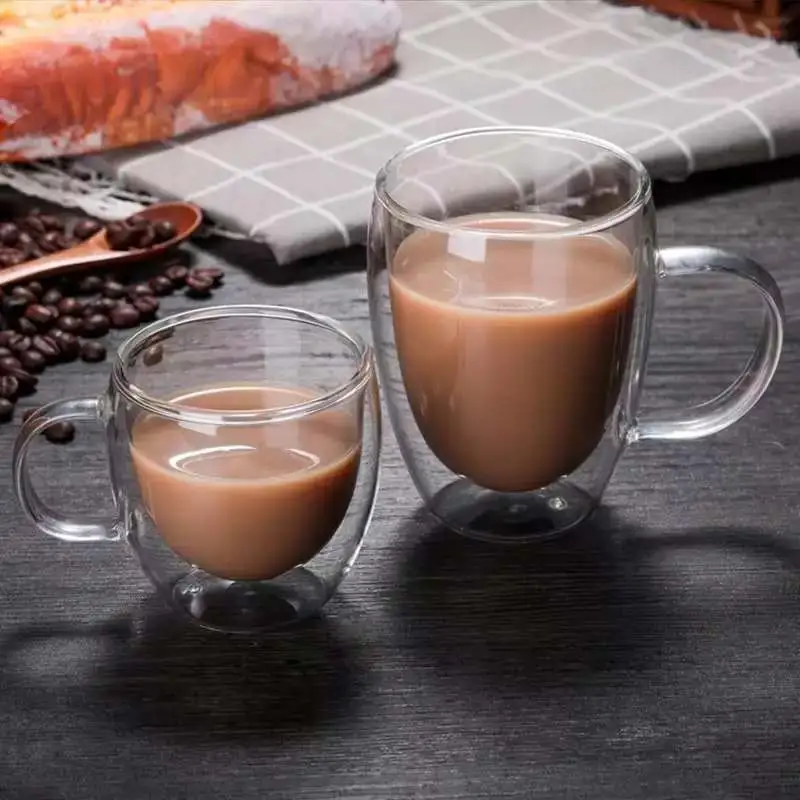 

Transparent glass coffee cup milk whiskey tea beer double creative heat-resistant health and environmental protection