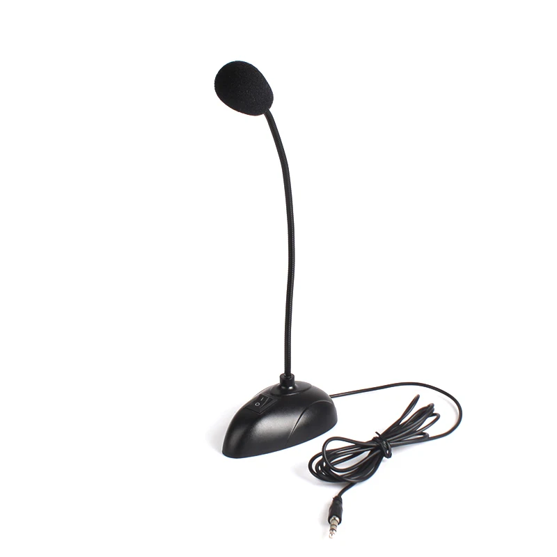 

3.5mm Plug Flexible Stand Mini Studio Speech Microphone Gooseneck Wired Microphone for PC YouTube Video Skype Chatting Gaming
