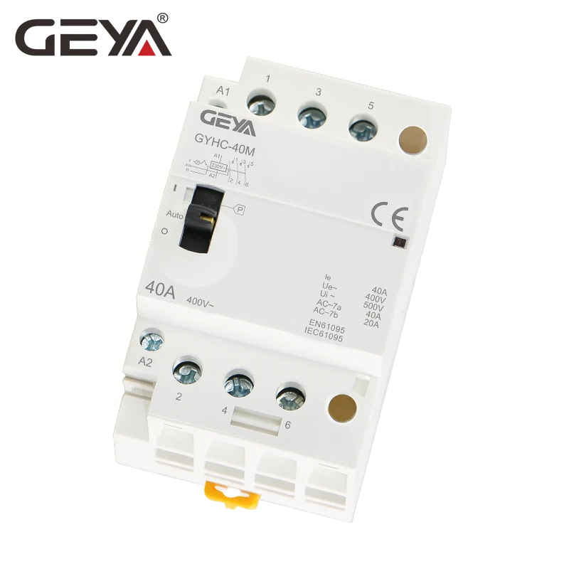 GEYA GYHC 3 фазы 40A 63A 3NO din рейку бытовой AC модульный контактор с ручным управлением