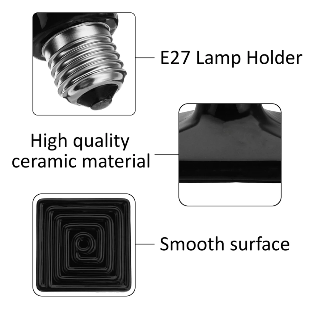 Новая квадратная лампа E27 для обогрева домашних животных внешний черный
