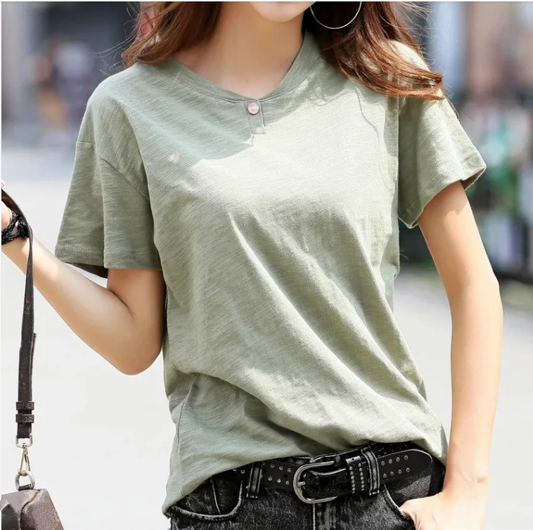 Женская футболка с коротким рукавом белая тонкая свободного размера