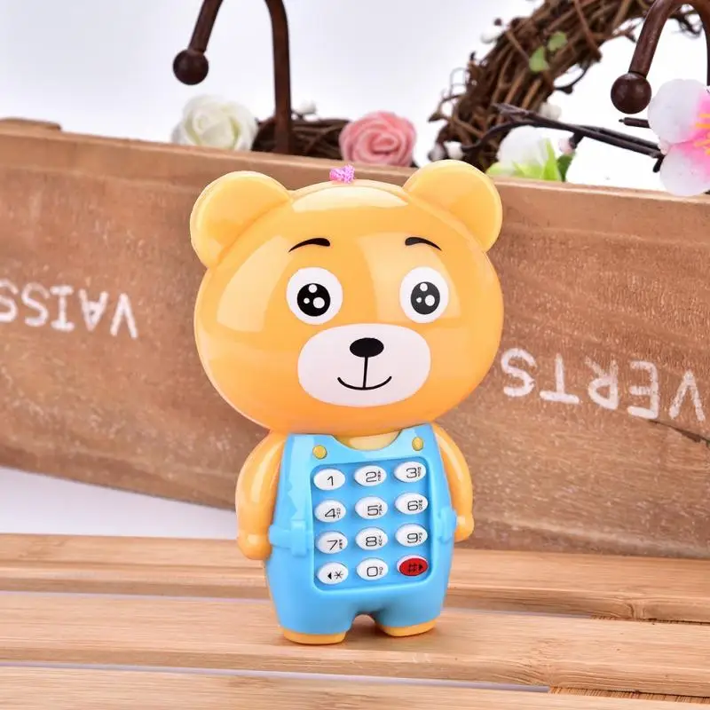 Bear Электронный игрушечный телефон для детей милые животные музыкальное звучание многофункциональный сотовый телефон подвесная кровать колокольчик игрушки для детей - Цвет: Bear