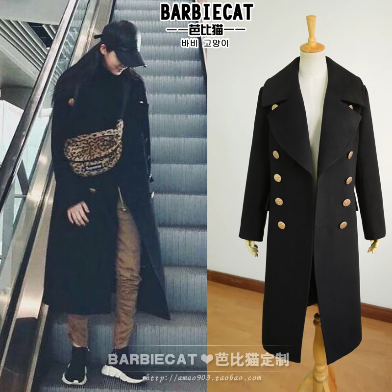 Куртка женская шерстяная свободного кроя двубортное длинное пальто с лацканами