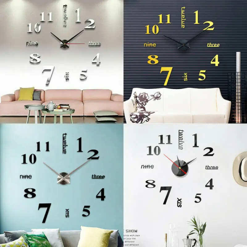 Современные большие настенные часы &quotсделай сам&quot набор роскошных 3D зеркальных