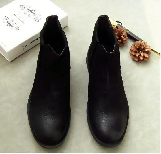 Модные ботинки Челси в стиле ретро мужские ботильоны из натуральной кожи без