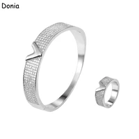 donia jewelry fashion letter micro inlaid aaa zircon bracelet set creative opening ladies ring set
