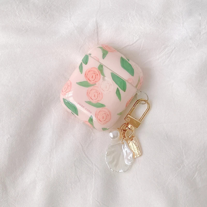 Милые силиконовые чехлы для наушников с розовыми розами AirPods коробка Pro 3 чехол