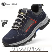 work safety shoes for men vintage blcak mesh breathable steel toe cap boots mens labor insurance puncture proof casual shoe man