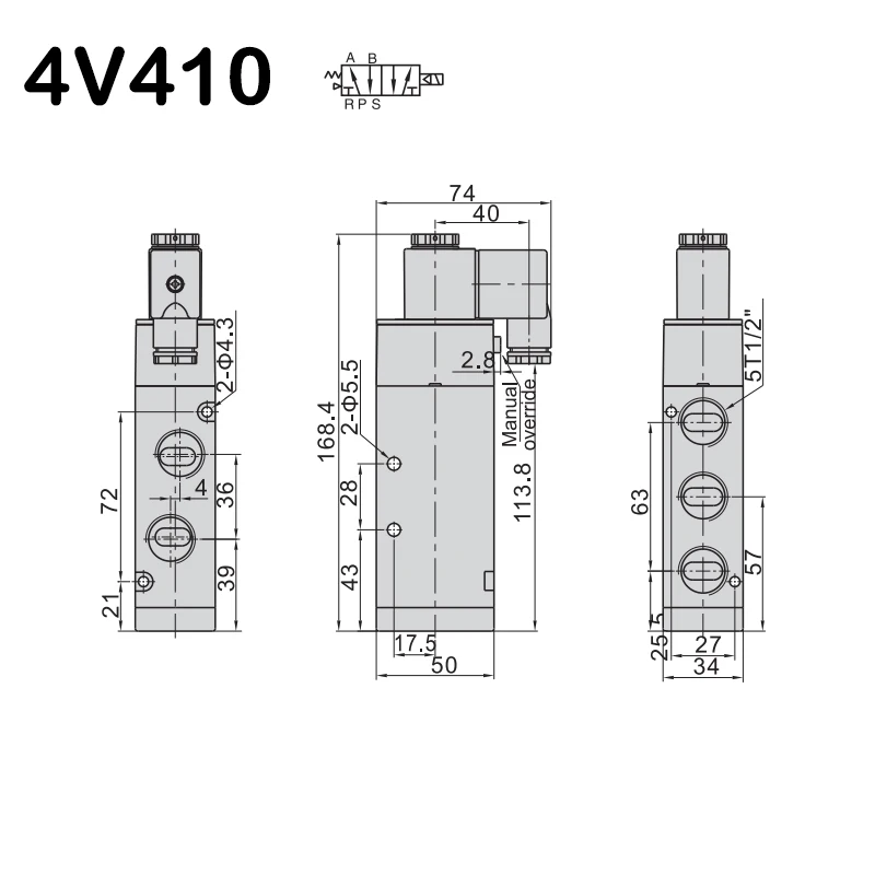 Высококачественный Пневматический клапан элетромагнитный 4V210 08/4V310 10/4V410 15 2