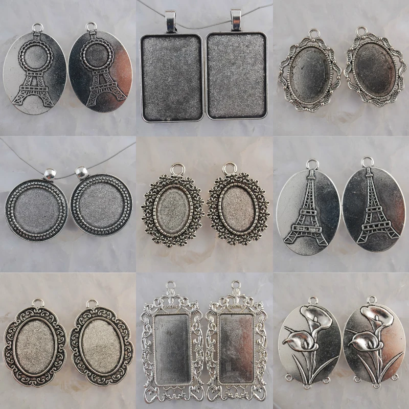

Alloy Metal Tibetan Silver Color Pattern Pendant Settings Frame Connector Spacer Beads Design Charms Accessories Translation Diy