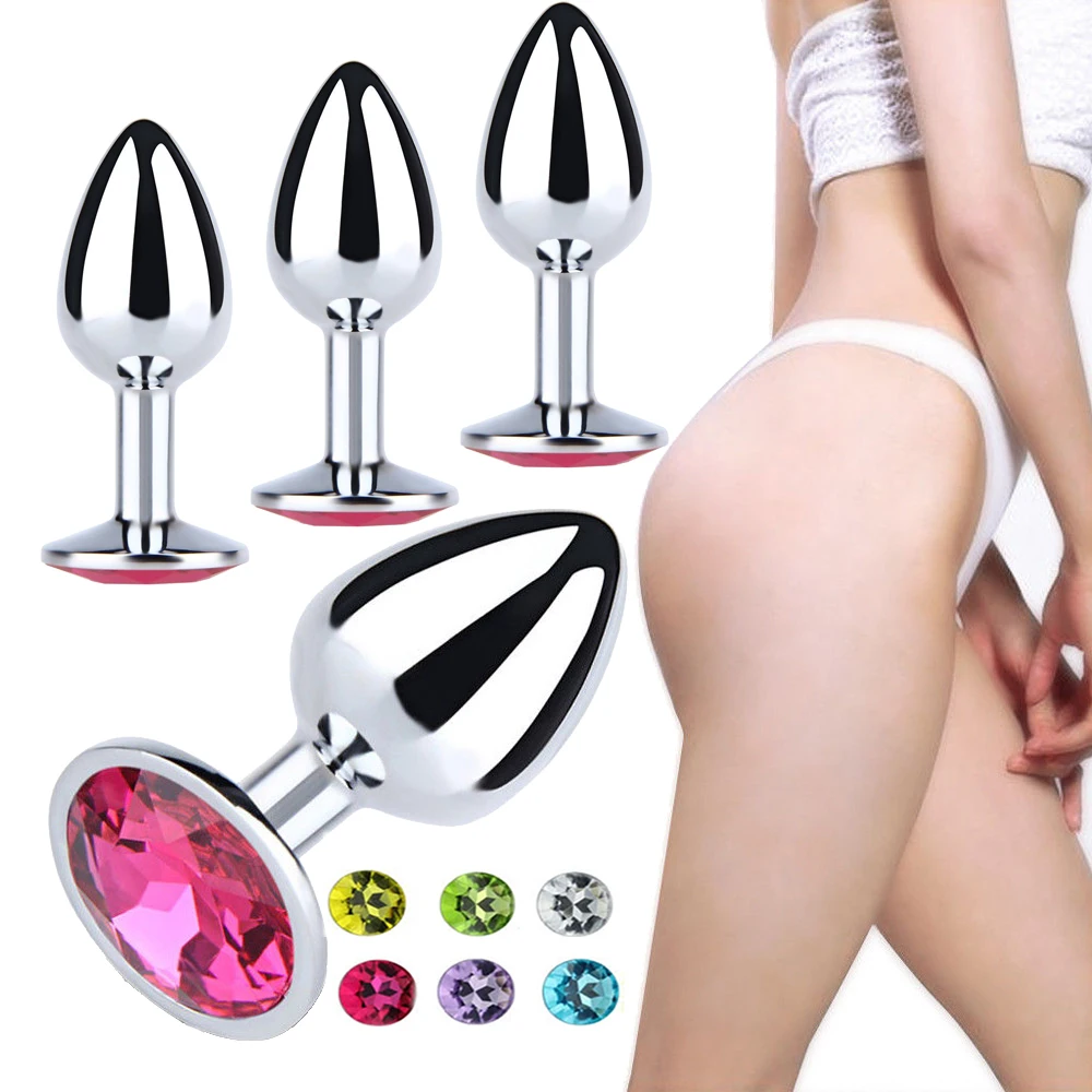 Взрослые игры Красочные Стразы Анальный расширитель стальная Анальная пробка
