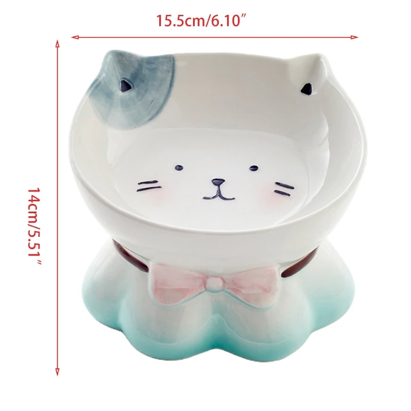 

Cute Cat Shaped Pet Food Bowl Ceramic Spine Protection Cartoon Bowl Food Water Feeding Cat Eating Tableware Balance Pet Supplies