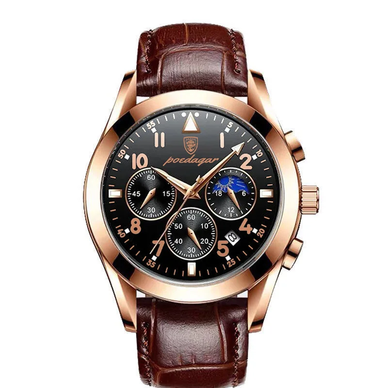 

Quartz Watch Casual Fashion With Luminous Waterproof Luxury Mens Leather Stainless Steel Quartz Wristwatches