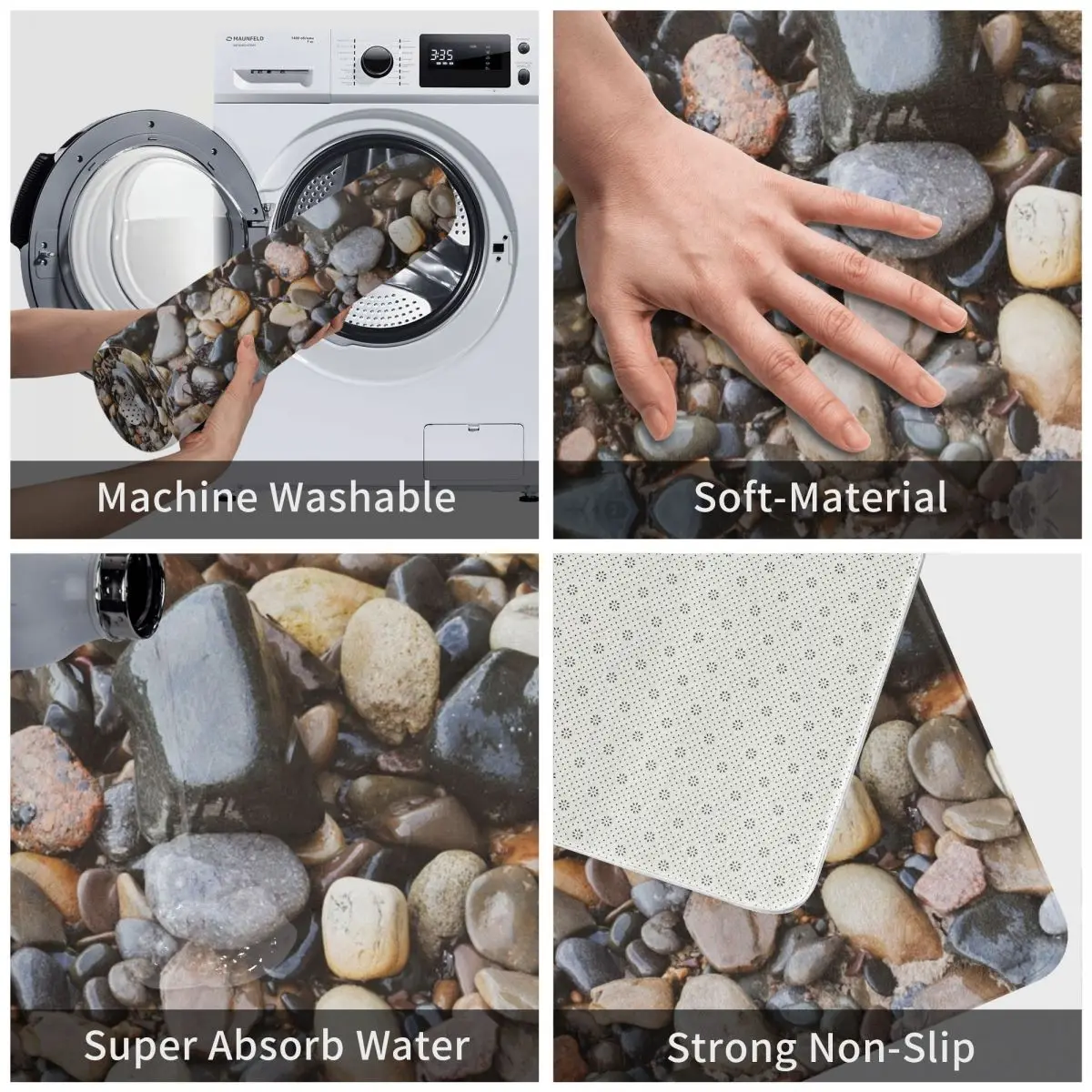 Пляжный коврик с галькой напольный ковер из полиэстера нескользящий декор для