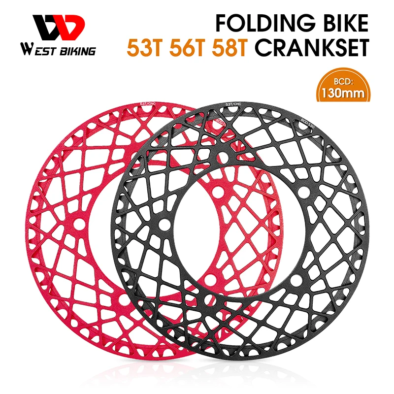 

WEST BIKING Folding Bicycle Chainring BCD 130MM Crank Aluminum Alloy Chainring Single Disc 53/56/58T BMX Road Bike Chainwheel