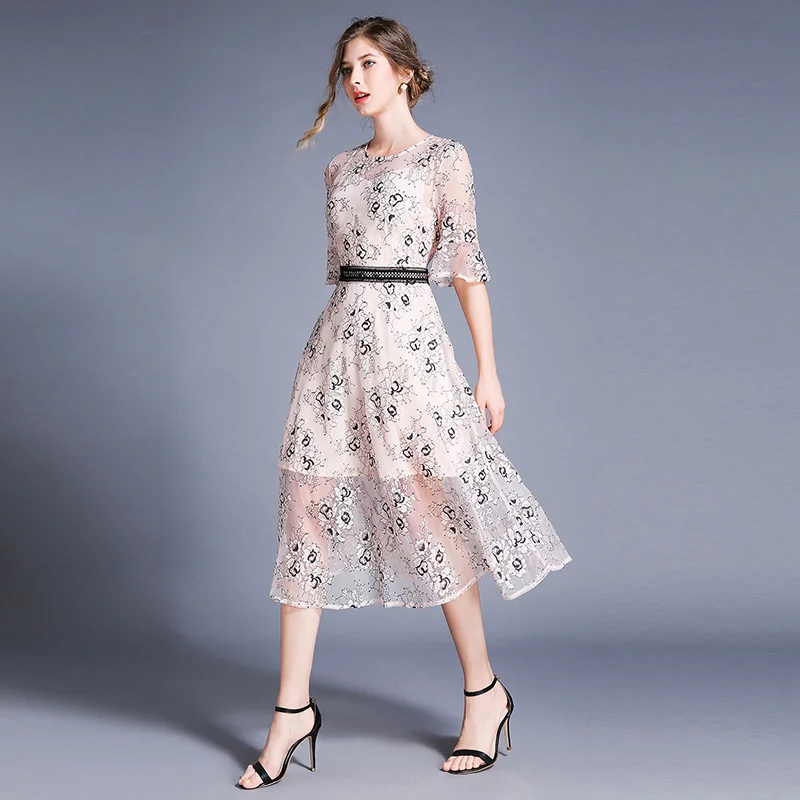 

COIGARSAM Patchwork Women dress New Mesh Dresses Design And Color 8604