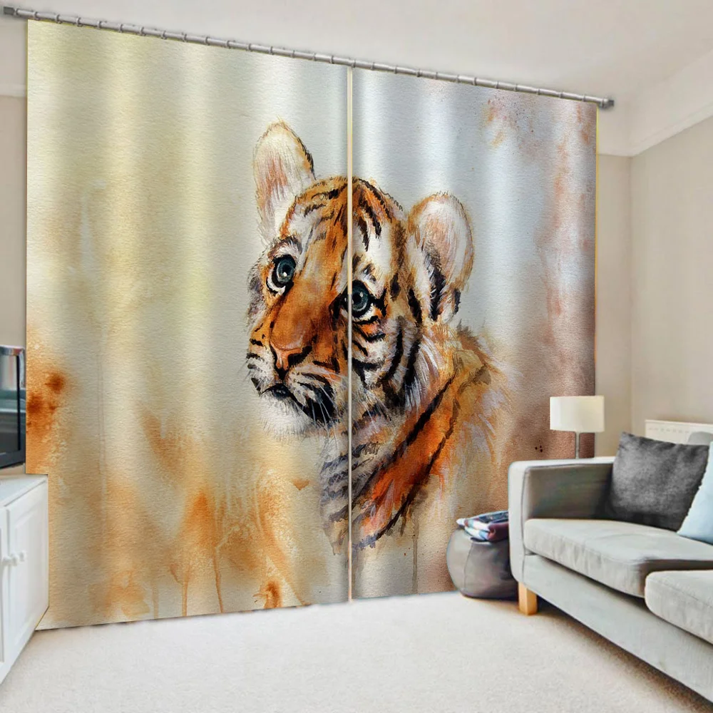 

Morden tiger curtains 3D Window Curtains For Living Room Bedroom Customized size personality curtains