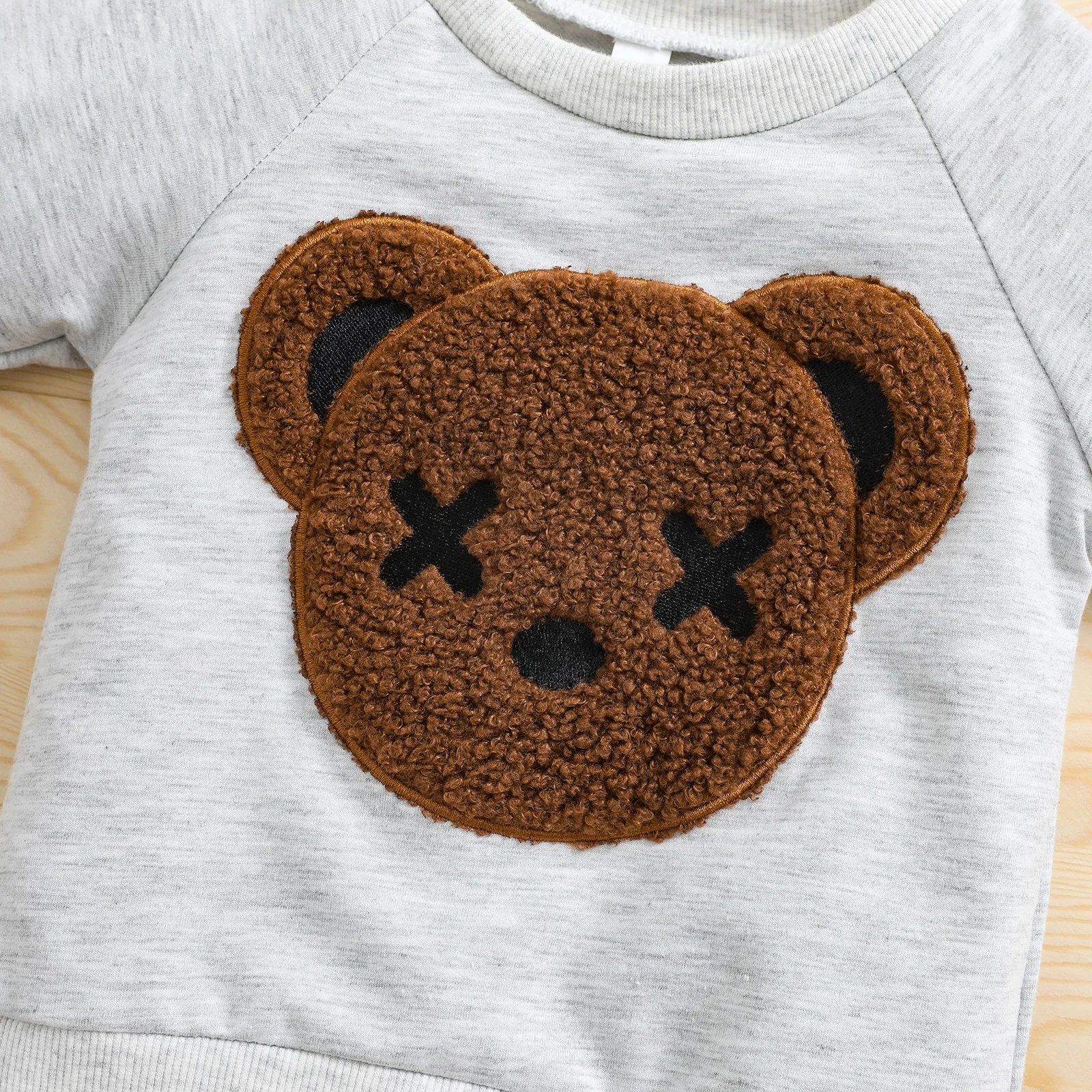 1-5 Years Kid Boys Girls 2Pcs Tracksuit Suits Fall Baby Plush Cartoon Bear Long Sleeves Sweatshirt Top + Elastic Waist Pants