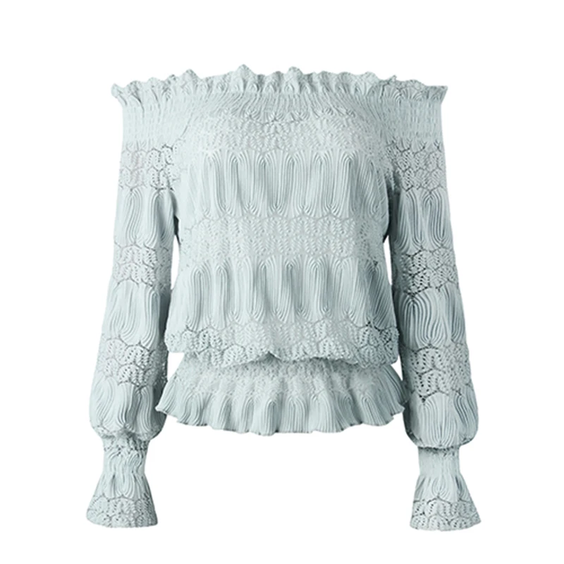 Fashion spring lace blouses women slim slash neck shirt sexy long sleeve work office tops Off Shoulder new summer female clothes |