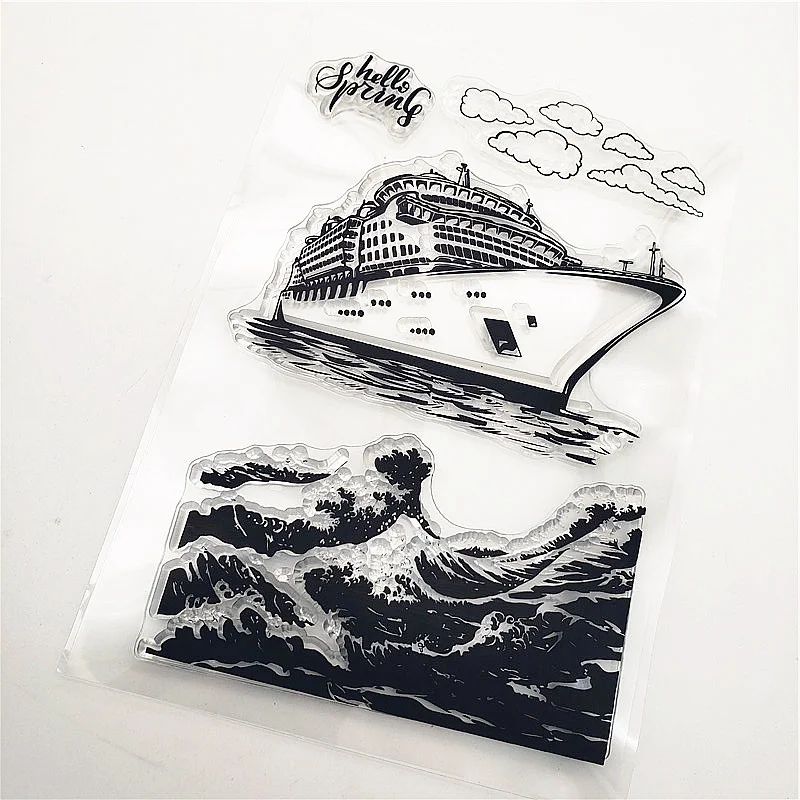 Круизный лайнер волны прозрачная печать 11x16 см Силиконовая ТПР Хэллоуин