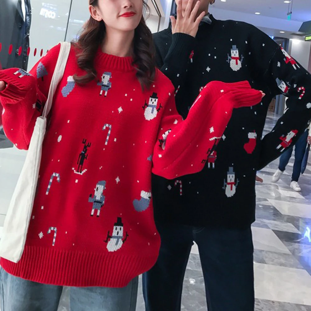 Женский вязаный Рождественский толстый свитер со снеговиком осенне-зимний