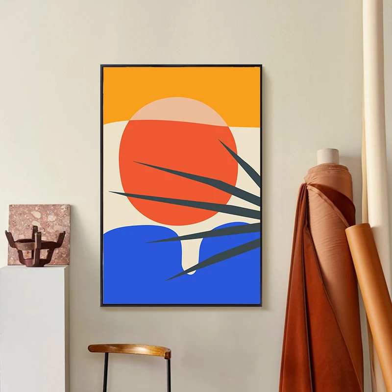 Abstract Geometric Wall Art Canvas Painting Sunrise Scene Colorful Poster Prints Gallery Living Room Interior Home Decor Picture | Дом и сад