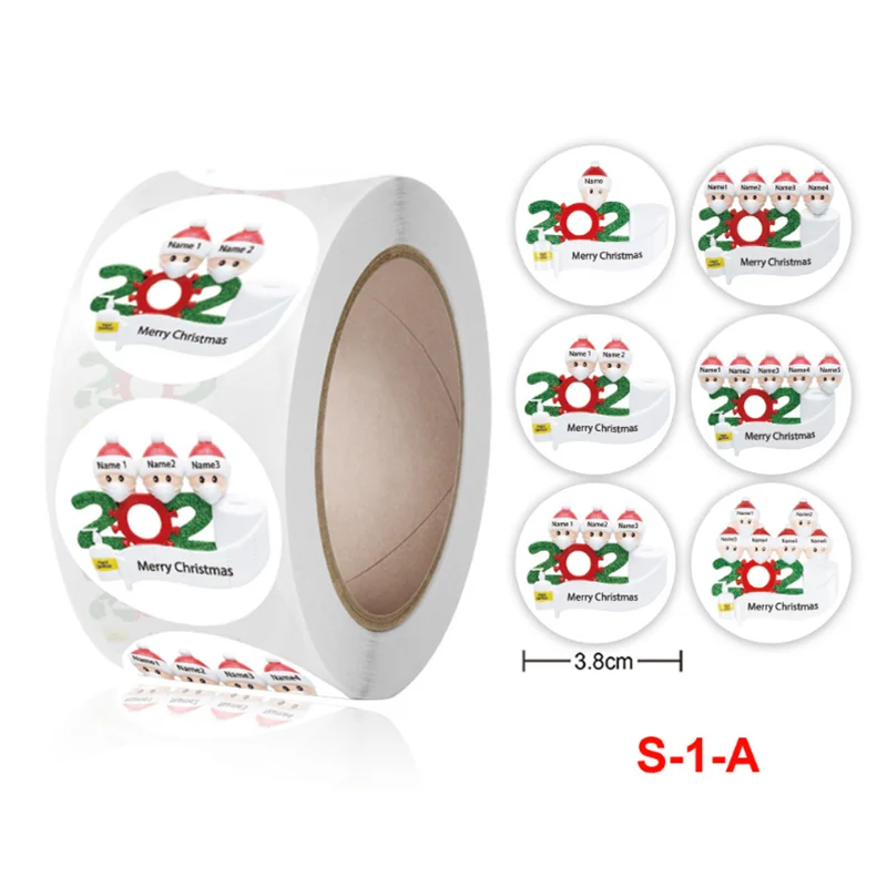 

500 шт. рождественские наклейки Санта носить маска для лица рождественские круглые наклейки скрапбукинговая коробка для упаковки подарков у...