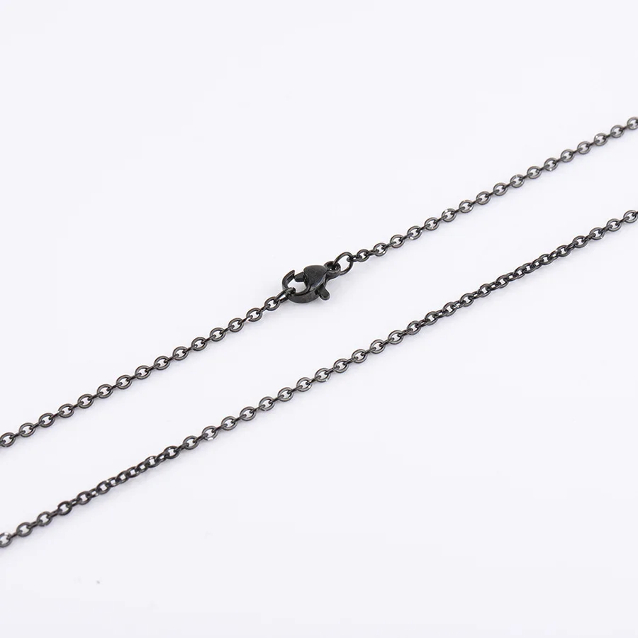 

50pcs 45/50/55/60cm 2mm/1.5mm thin chain necklace Mirror polished stainless steel black square cross chain DIY jewelry chain