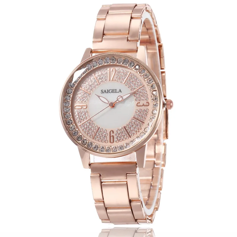 Модные роскошные женские часы наручные с кристаллами кварцевые из нержавеющей