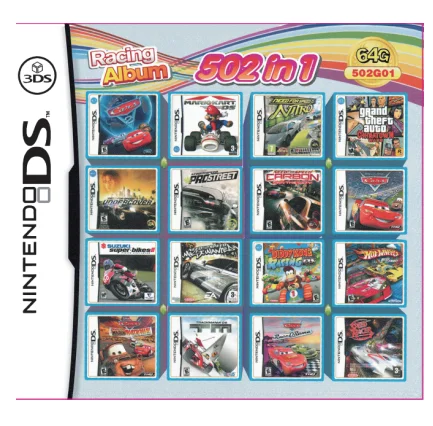 

Game Pack Card Racing Album 502 Games in 1 NDS Super Combo Cartridge for Nintendo NDS DS 2DS New 3DS