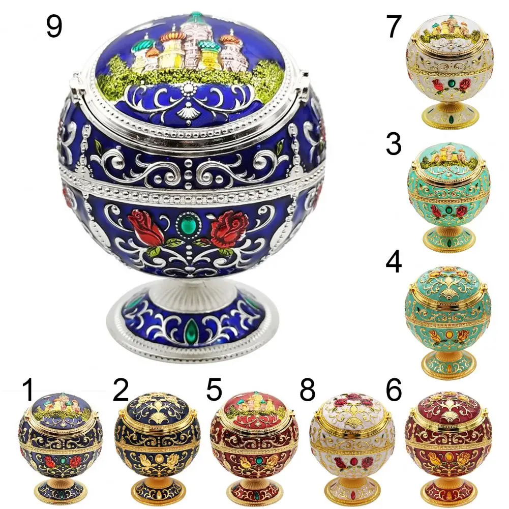 

Ash Tray Windproof Vintage Zinc Alloy Fancy Gift Ashtray Storage for Living Room