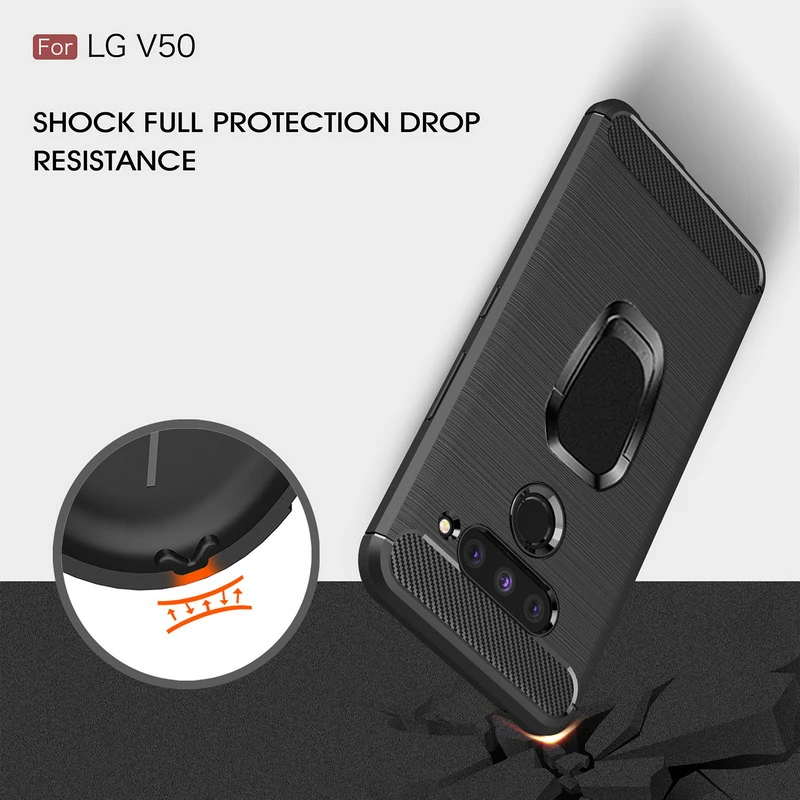 Корпус из углеродного волокна для LG W10 W30 Q7 K8 K10 Q7 Q6 V30 плюс G6 Pro Stylo 5 K40 V40 V50 G8 ThinQ Q Stylus Plus с кольцом-держателем