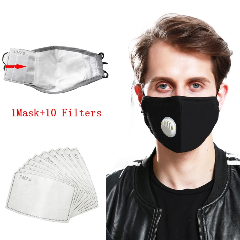 

Cotton PM2.5 Black mouth Mask anti dust mask Activated carbon filter Windproof Washable Reusable Respirator