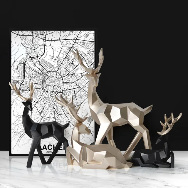 

Statue Deer Resin Reindeer Sculpture Decoration Nordic Home Decor Scandinavian Deers Figurines for Interior Tabletop Decor