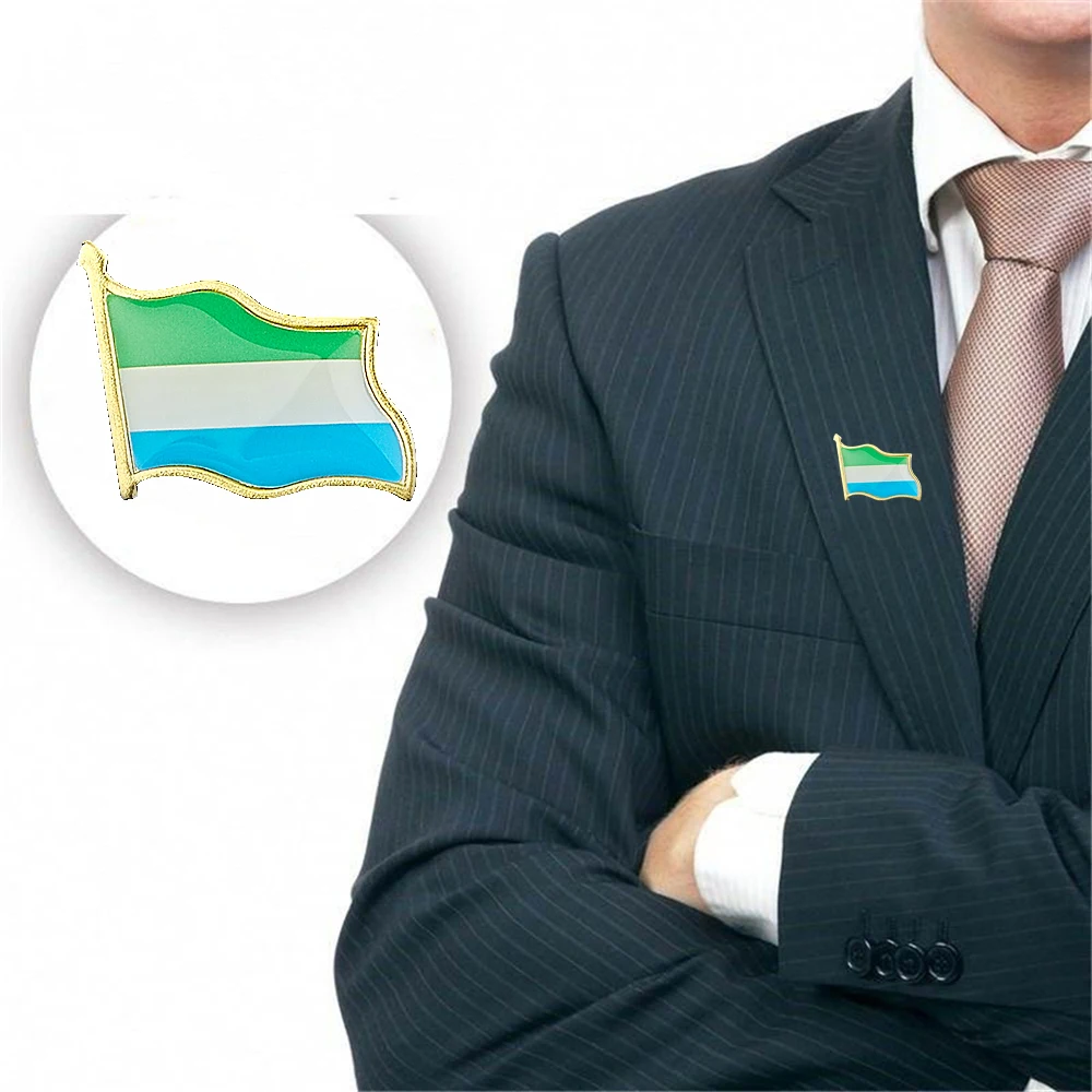 

10PCS African Sierra Flag Pattern Enamel Lapel Brooch Pin Badge Scarfs Clothes Bag Jewelry Collectible