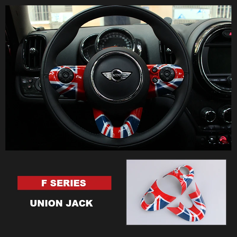 union jack 3 шт. для MINI COOPER F54 F55 F56 F60 Countryman, Clubman рулевая панель мультимедийная Кнопка стикер Наклейка Обложка стикер чехол - Название цвета: union jack