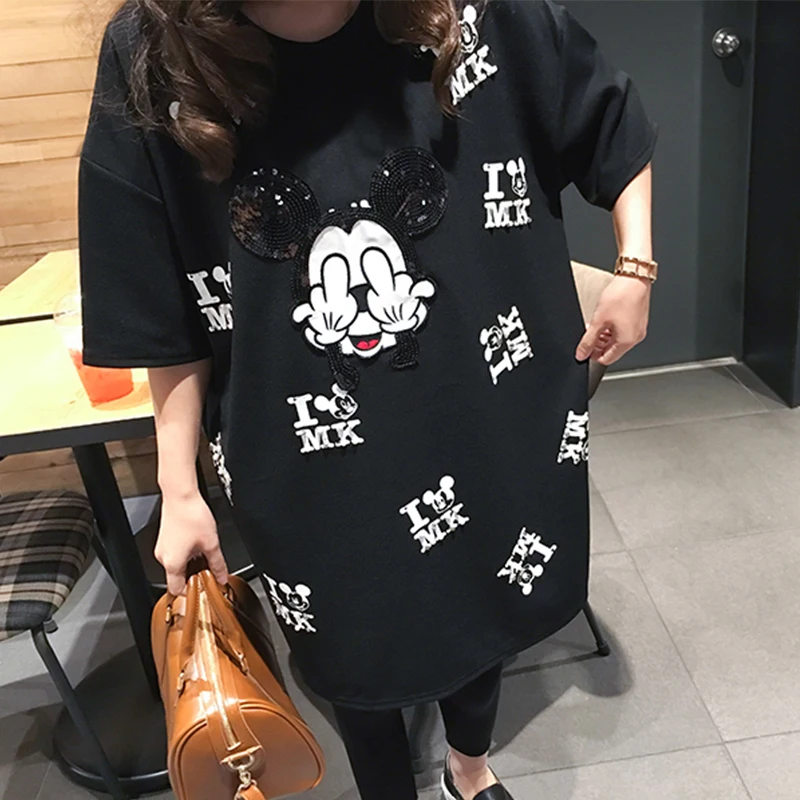 Футболка для подиума с мультяшной мышкой повседневная женская футболка коротким