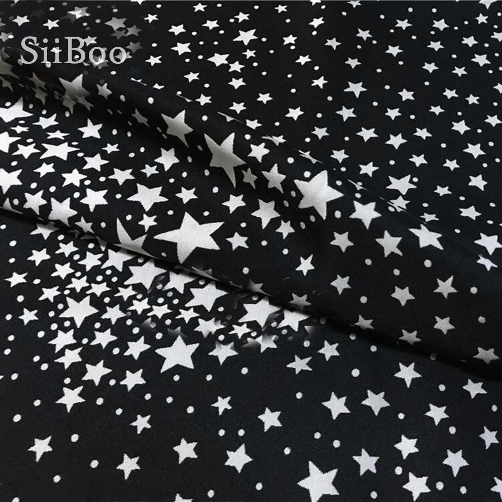 Жаккардовая парча в американском стиле черно-белая со звездами ткань для платья