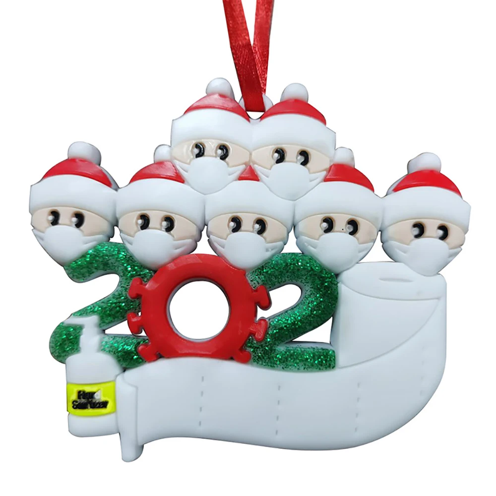 

Christmas Tree and Santa Claus Party Hanging Pendant Ornaments Indoor Family Decor 2020 Snowman with Mask Christmas Decor