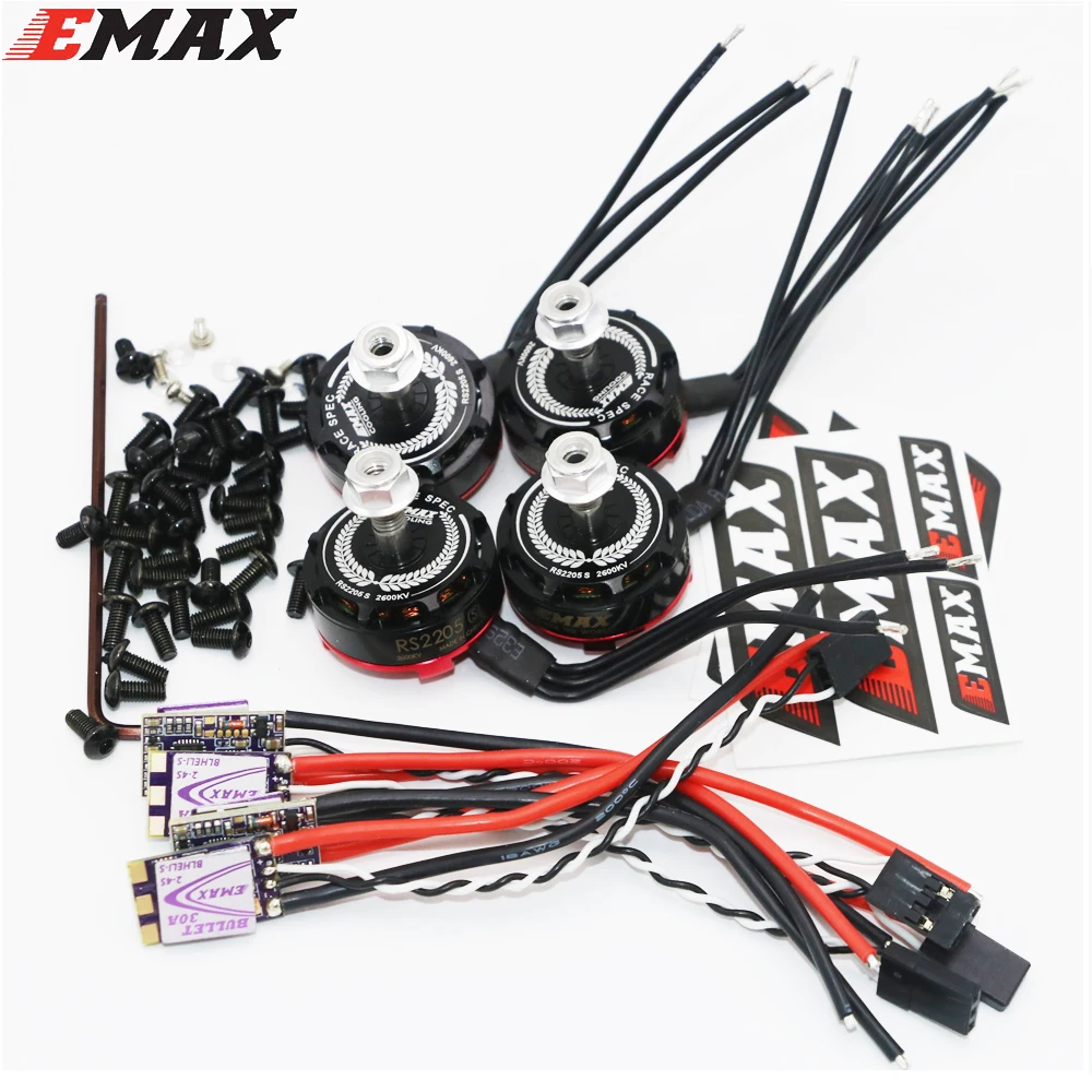 Фото 4 компл./лот EMAX RS2205S 2300KV 2600KV RaceSpec бесщеточный двигатель с пулей 30A ESC для DIY мини-Дрон QAVR250 Квадрокоптер №2