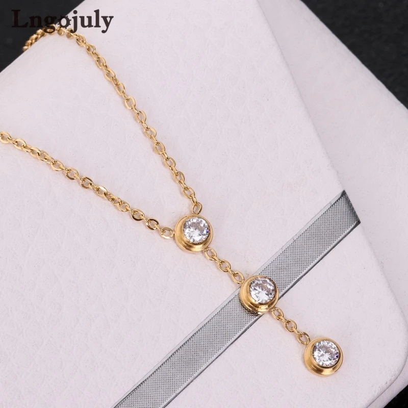 

Ожерелье женское из титановой стали, роскошное ожерелье с цирконием для юбилея, помолвки, свадьбы, вечеринки, аксессуары, Подарочная бижуте...