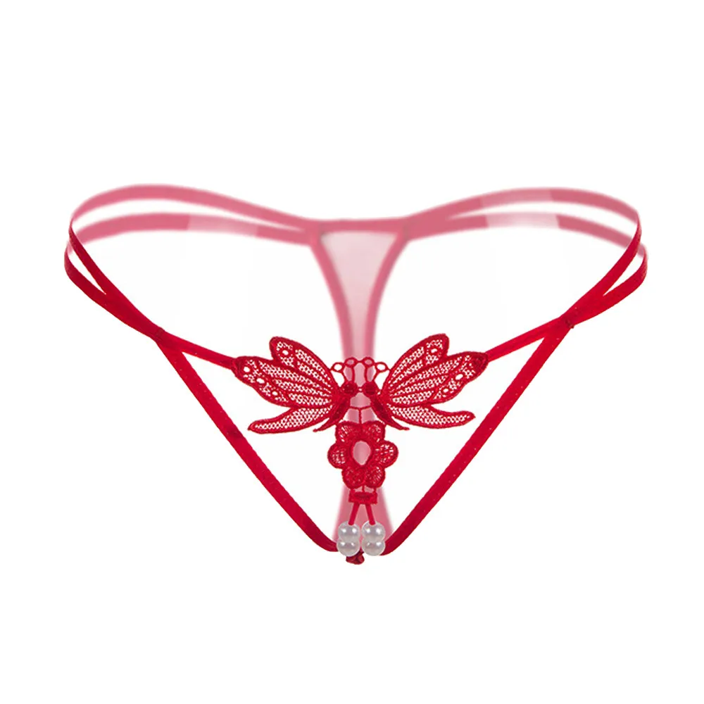 Womail Butterfly Lace Design Lingerie Femme Sexy Knickers G-string Pearl Low Waist Hollow Out Panties Solid | Тематическая одежда