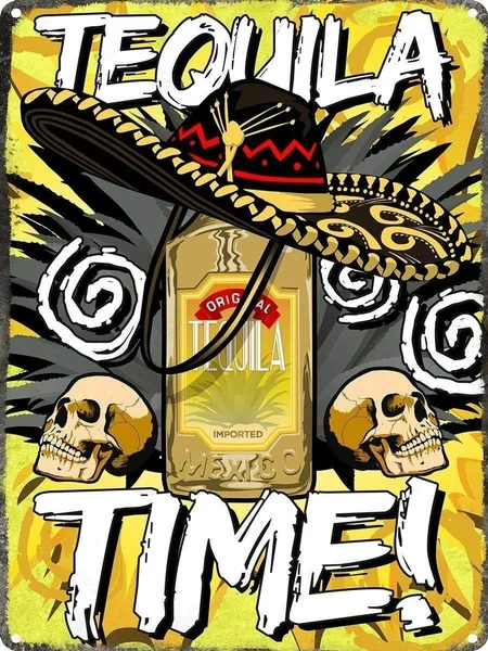 

TEQUILA TIME TIN Retro tin sign nostalgic ornament metal poster garage art deco bar cafe shop