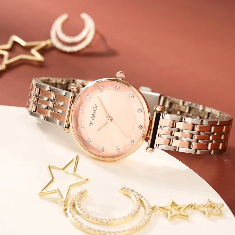 

2Pcs Gift set box watches women fashion design women's bracelet watches rose gold 2020 hot sale clock ladies dress