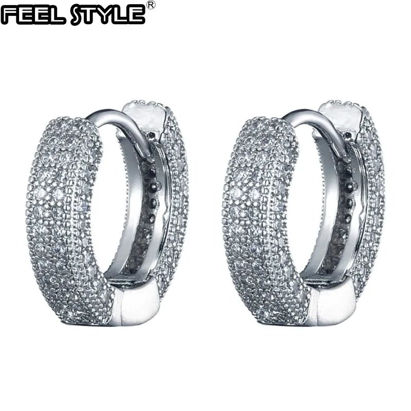 1 пара в стиле хип хоп блестящие круглые циркониевые микро проложенные стразы CZ