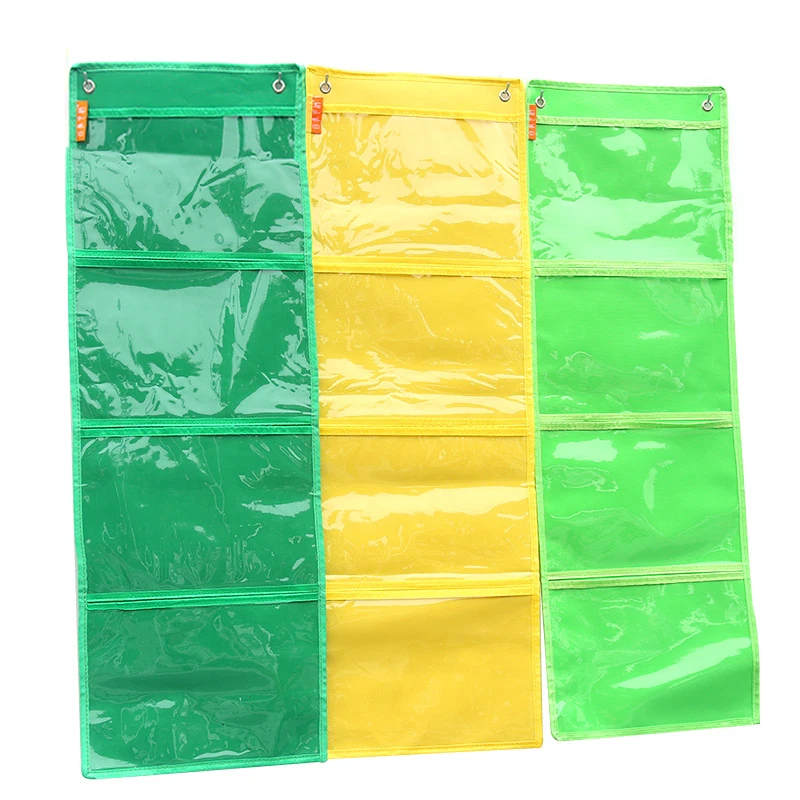 

1PC Five Grid Display Hanging Bag A4 Transparent Classroom Storage Bag Kindergarten Works Display Rack Home Storage Supplies